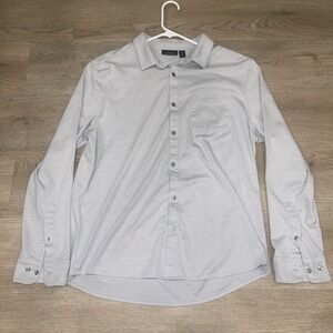 Marc Anthony Men's Slim Fit Long Sleeve Button Down Shirt Gray Slim Fit Size XL
